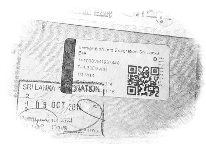 Штамп виза на Шри Ланку